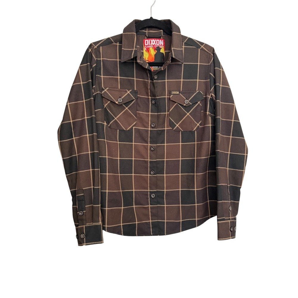 Dixxon Flannel Company Brown Black Plaid Button Down Shirt Mens Medium NWOT